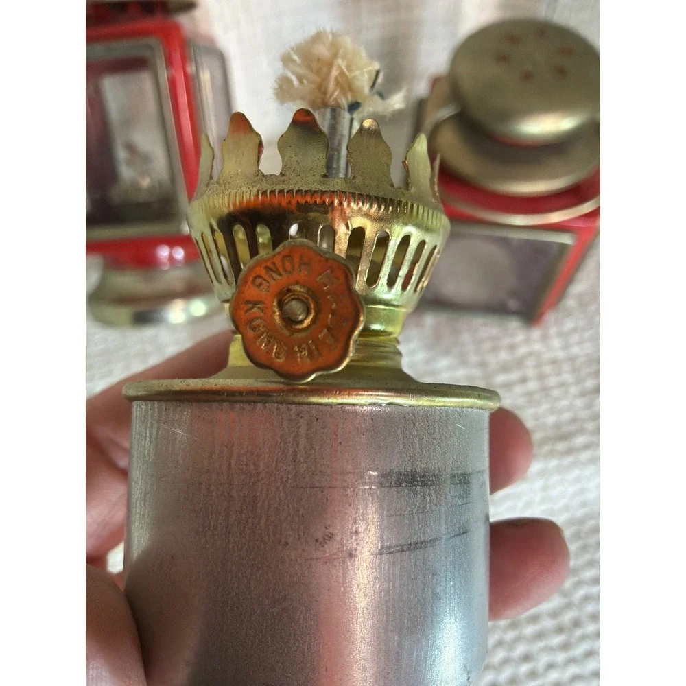 Vintage Unisex Unbranded Miniature Oil Lantern Set OS Red Gold
